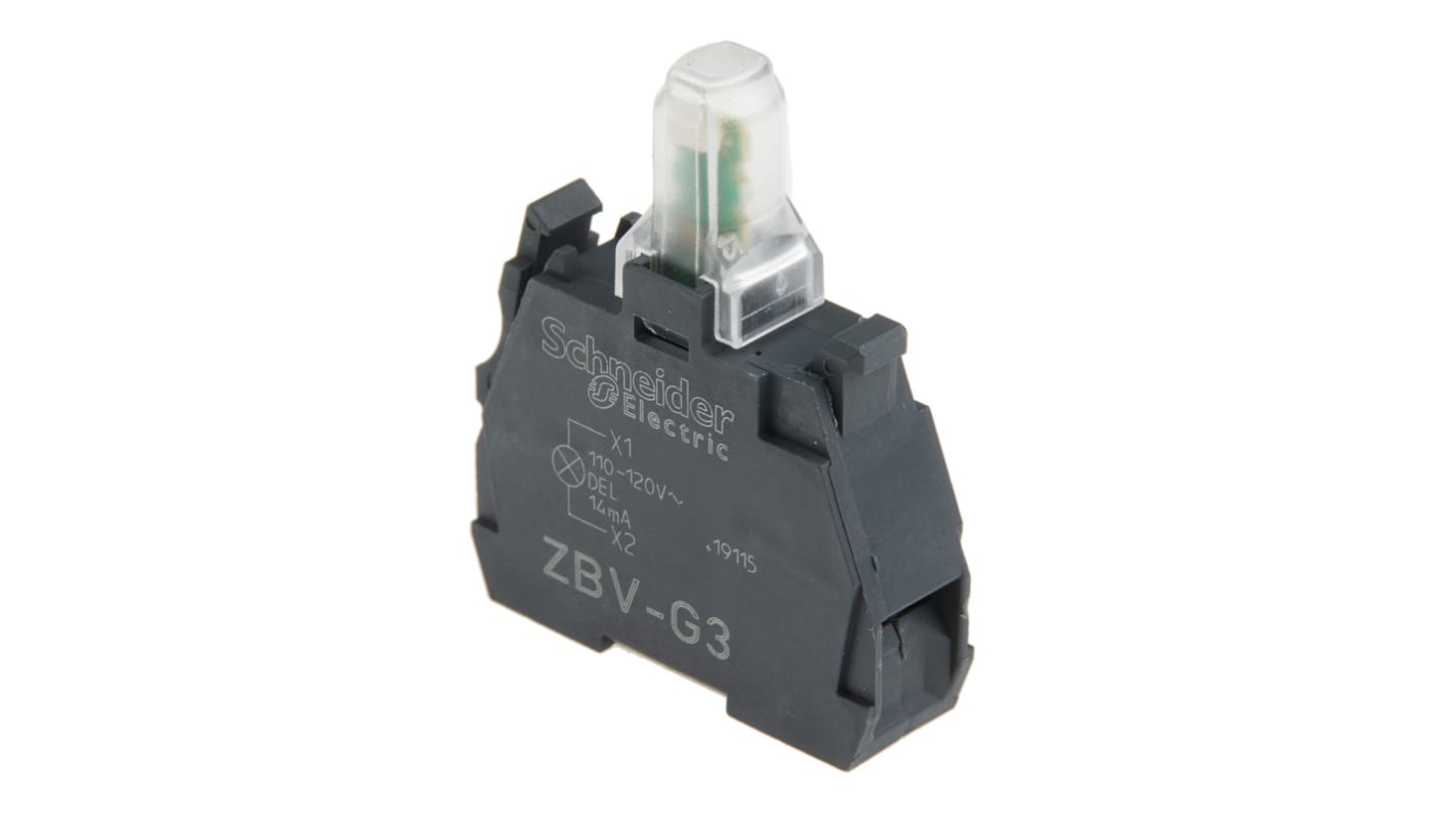 Blocco contatti luminoso Schneider Electric, 110 → 120V, terminali a A vite, LED