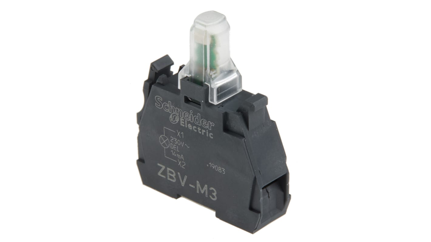 Bloque de luces Schneider Electric ZBVM3, LED, Verde, 230V, terminal Roscado