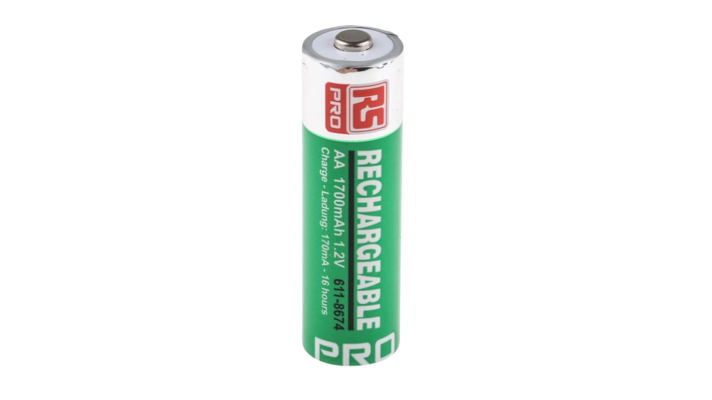 RS PRO AA NiMH Rechargeable AA Batteries, 1.7Ah, 1.2V Pack of 4 RS