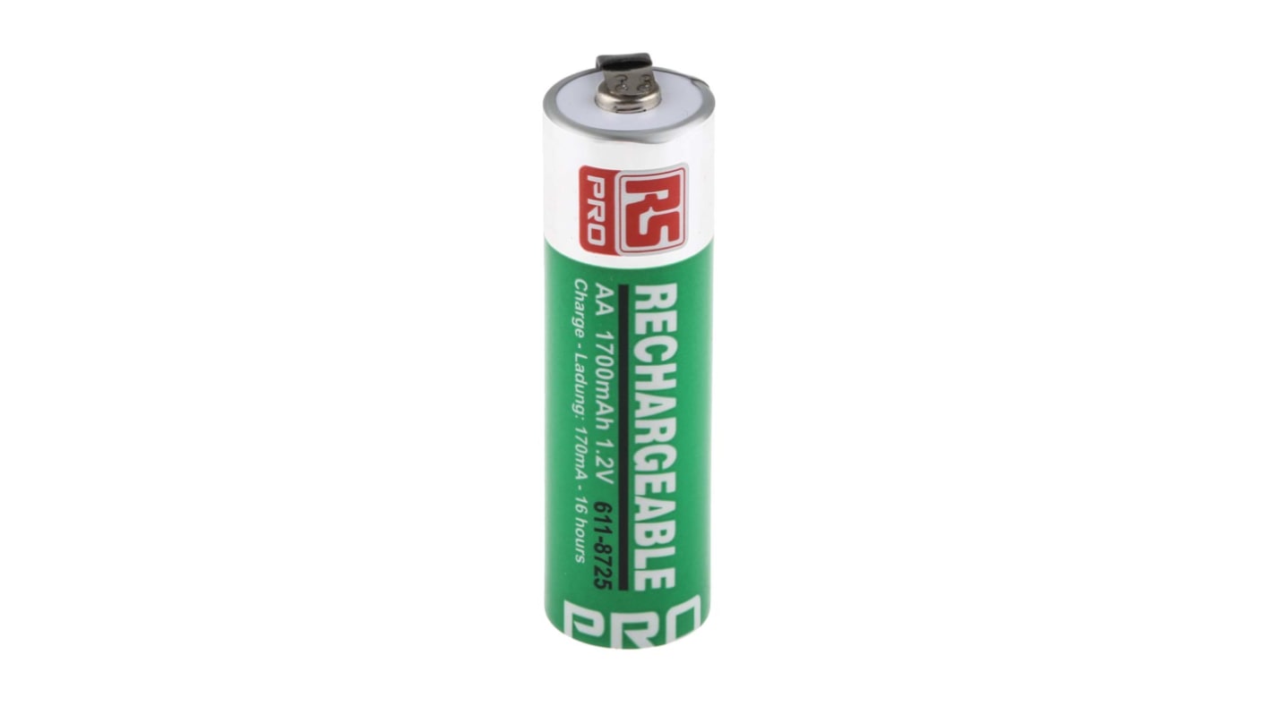 RS PRO NiMH AA genopladelige batterier 1.2V, 1.7Ah Tags Terminal