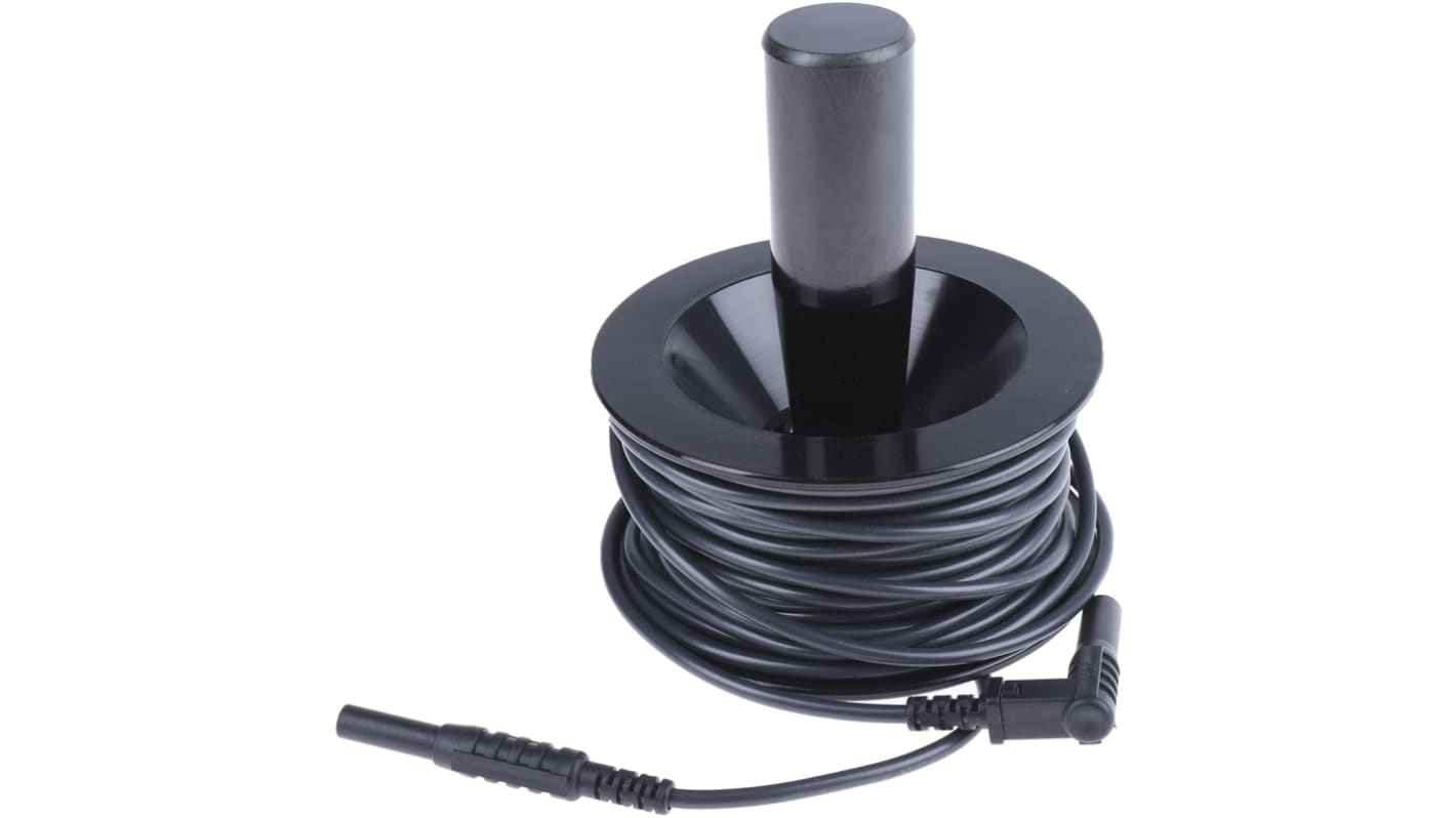 Carrete de extensión de cable de prueba y medida RS PRO, long. 12m, grosor 1mm², Negro, Conector 4mm