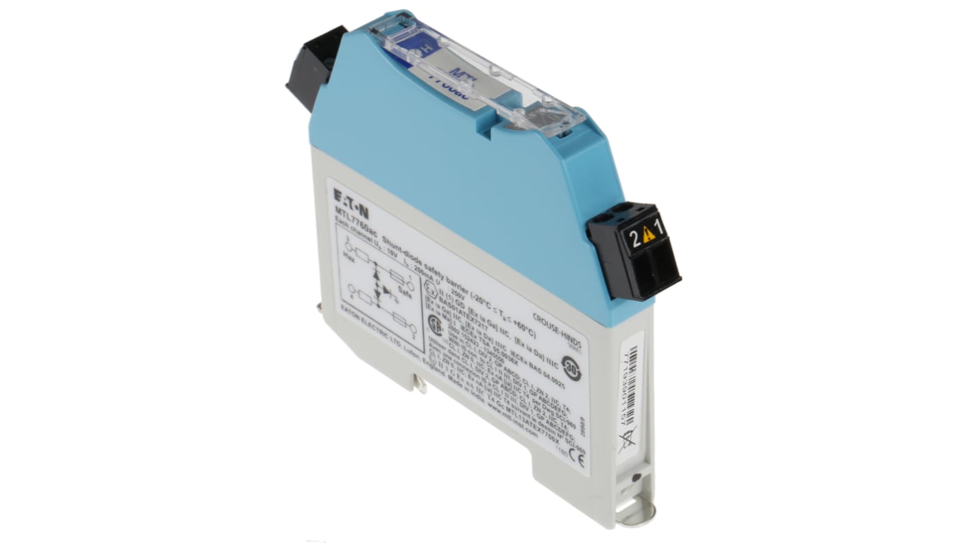 Barrera Zener Eaton MTL7700 de 2 canales, 10V dc, entrada RTD, Termopar, certif. ATEX