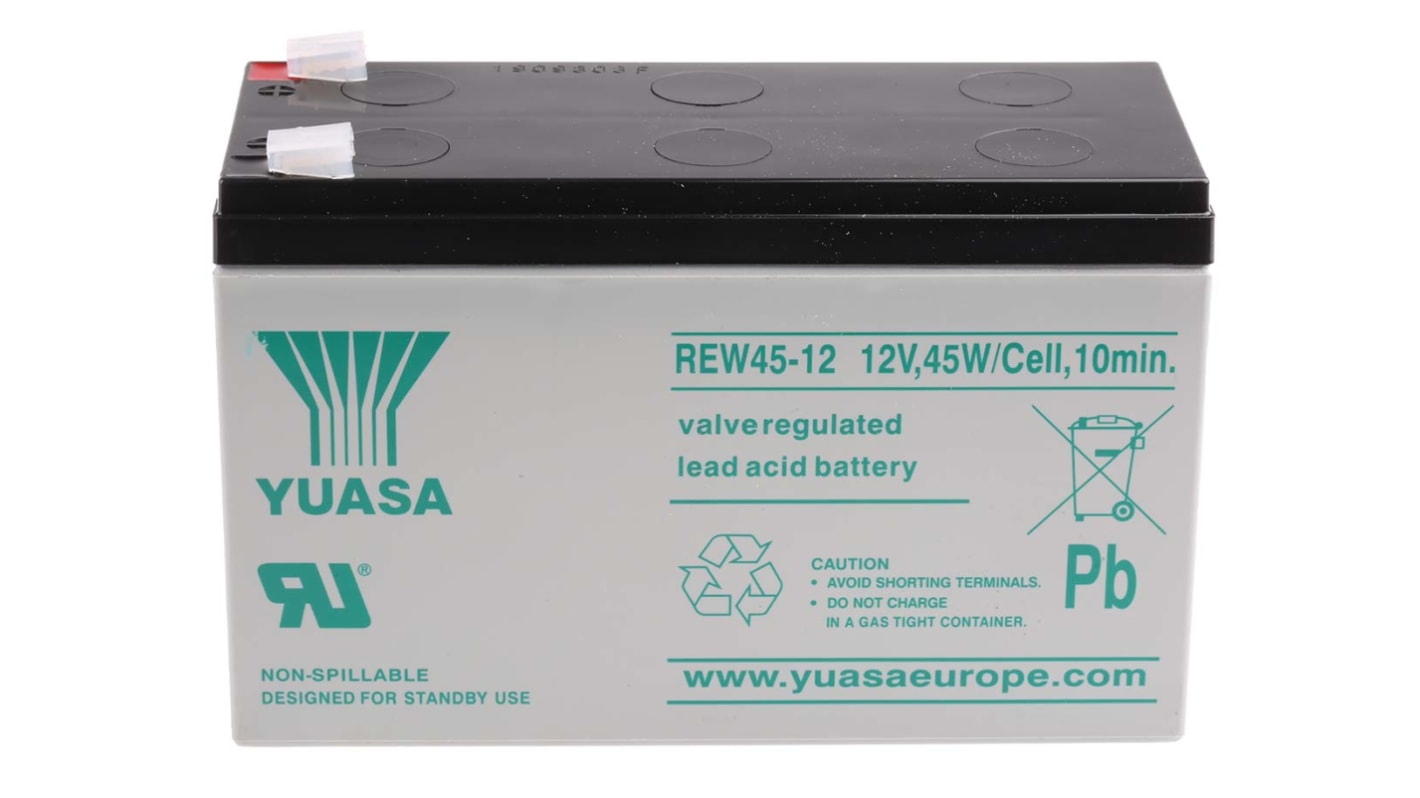 Yuasa 12V Faston 6.35mm Sealed Lead Acid Battery, 7.3Ah