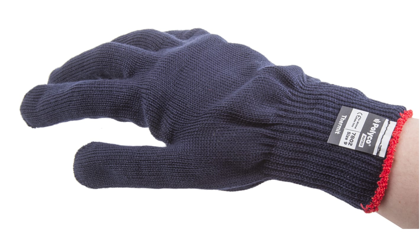Polyco Healthline Thermit Black Thermal Yarn Thermal Work Gloves, Size 9, Large
