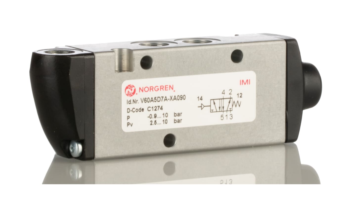 Norgren 5/2 Pneumatic Solenoid Valve - Pilot/Spring G 1/8 V60 Series