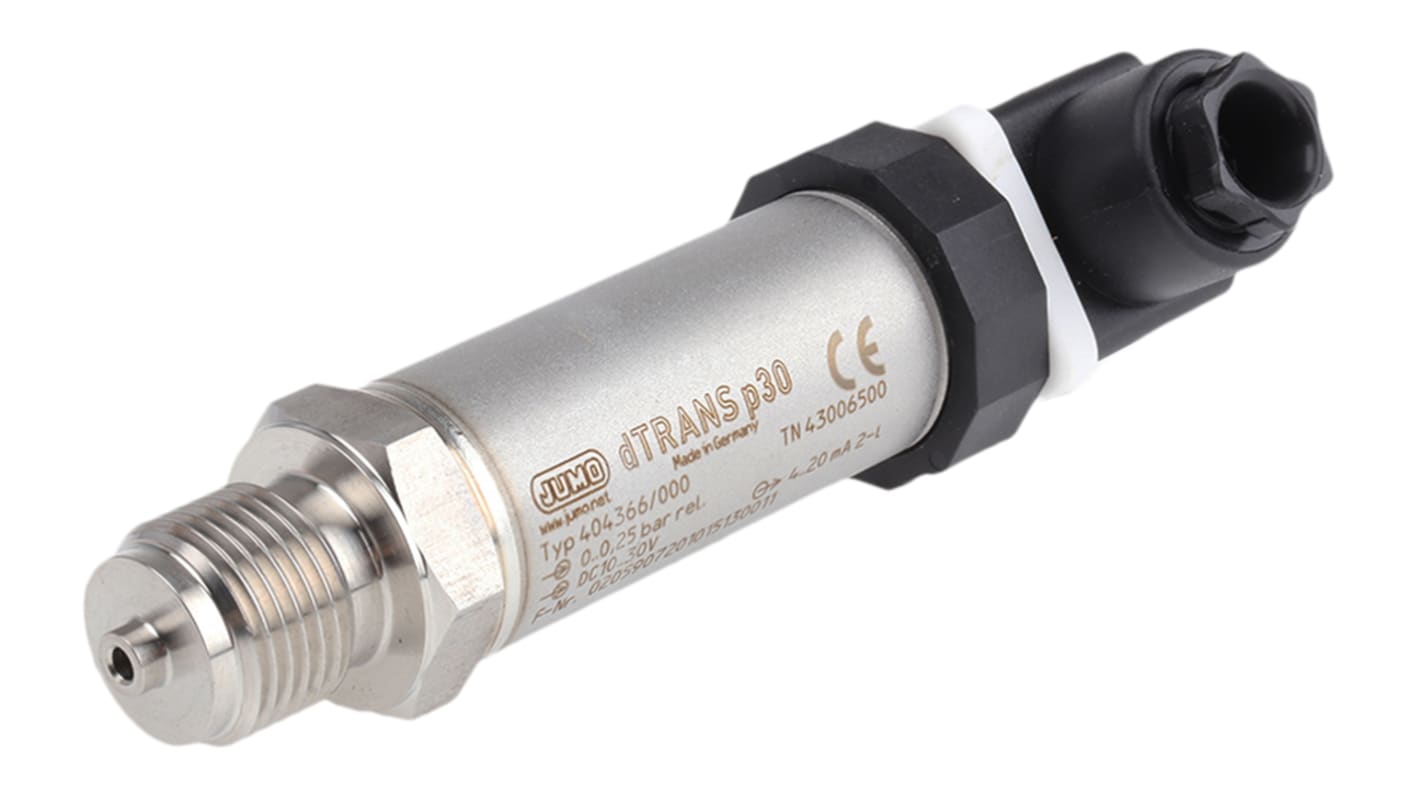 Sensor de presión manométrica Jumo, 0bar → 0.25bar, G1/2, 10 → 30 V dc, para Líquido, gas, IP65