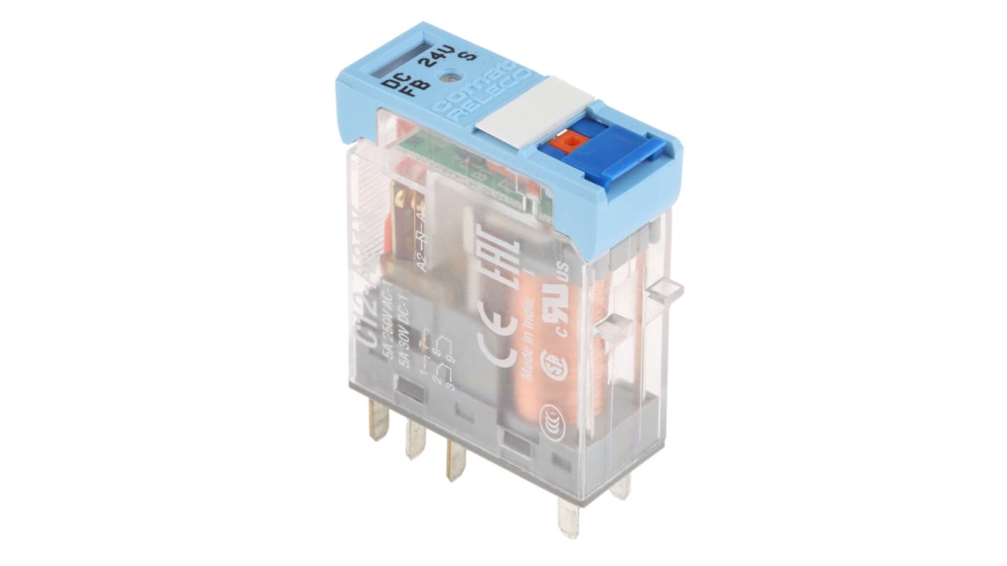 Przekaźnik mocy 24V dc DPDT Releco 700mW, montaż PCB 742Ω Szybkie łączenie