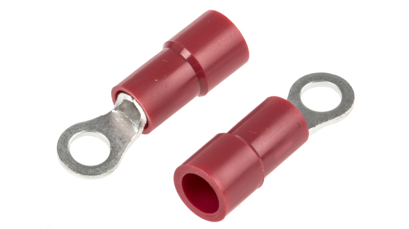 RS PRO Ringkabelschuh, Isoliert, Vinyl, Rot, aussen ø 5.5mm, innen ø 3.2mm, max. 1.5mm², M3