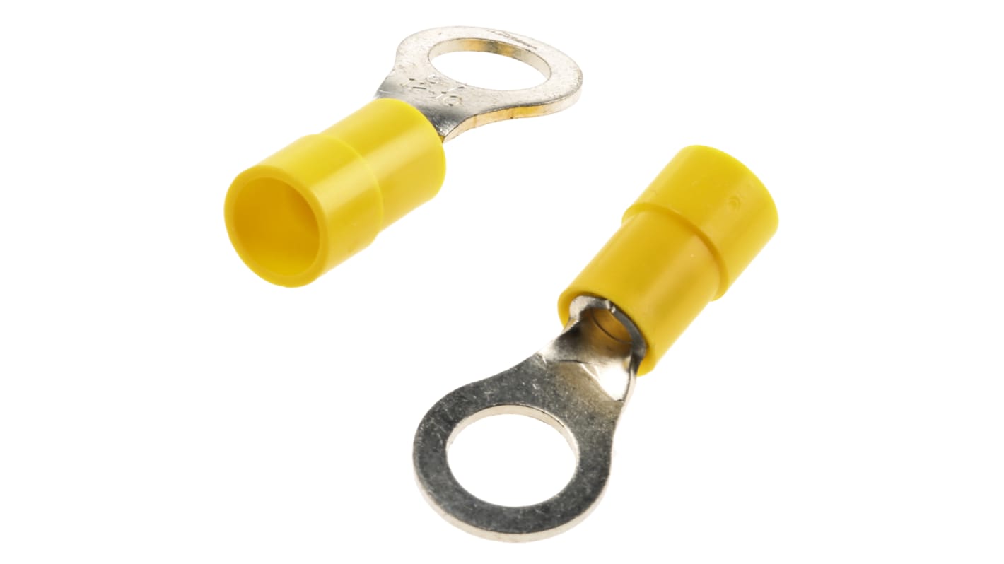 RS PRO Insulated Ring Terminal, M7 Stud Size, 4mm² to 6mm² Wire Size, Yellow