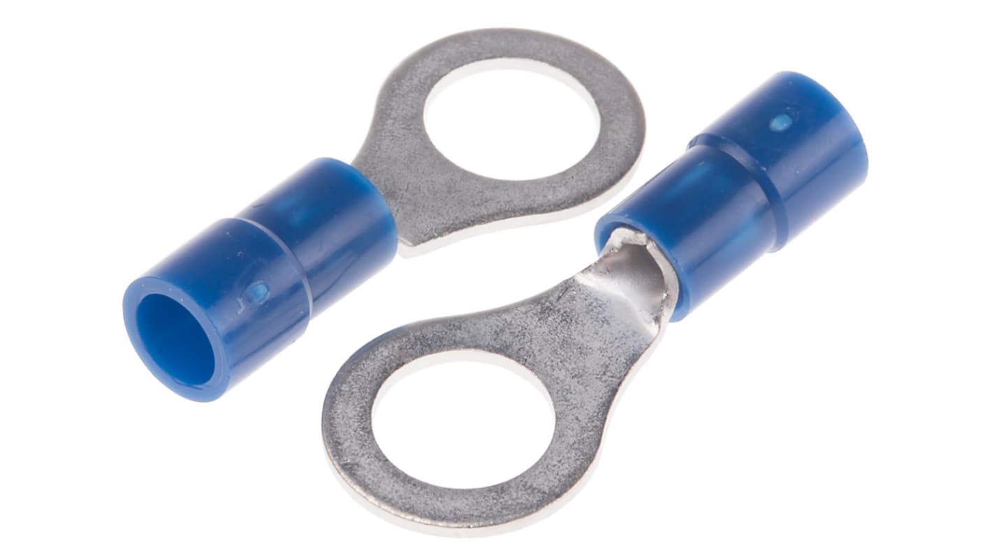 RS PRO Insulated Ring Terminal, M7 Stud Size, 0.5mm² to 1.5mm² Wire Size, Blue