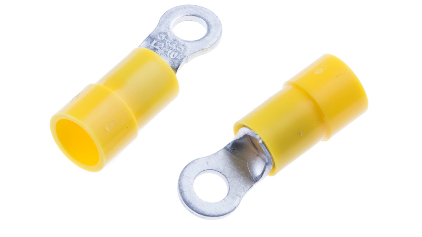 RS PRO Insulated Ring Terminal, M3.5 Stud Size, 4mm² to 6mm² Wire Size, Yellow