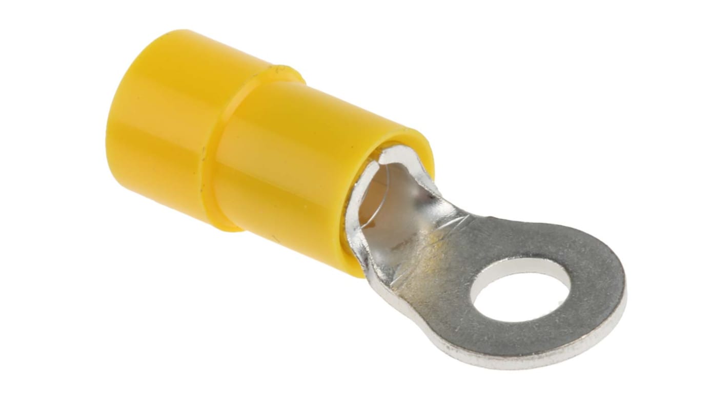 RS PRO Insulated Ring Terminal, M4 Stud Size, 4mm² to 6mm² Wire Size, Yellow