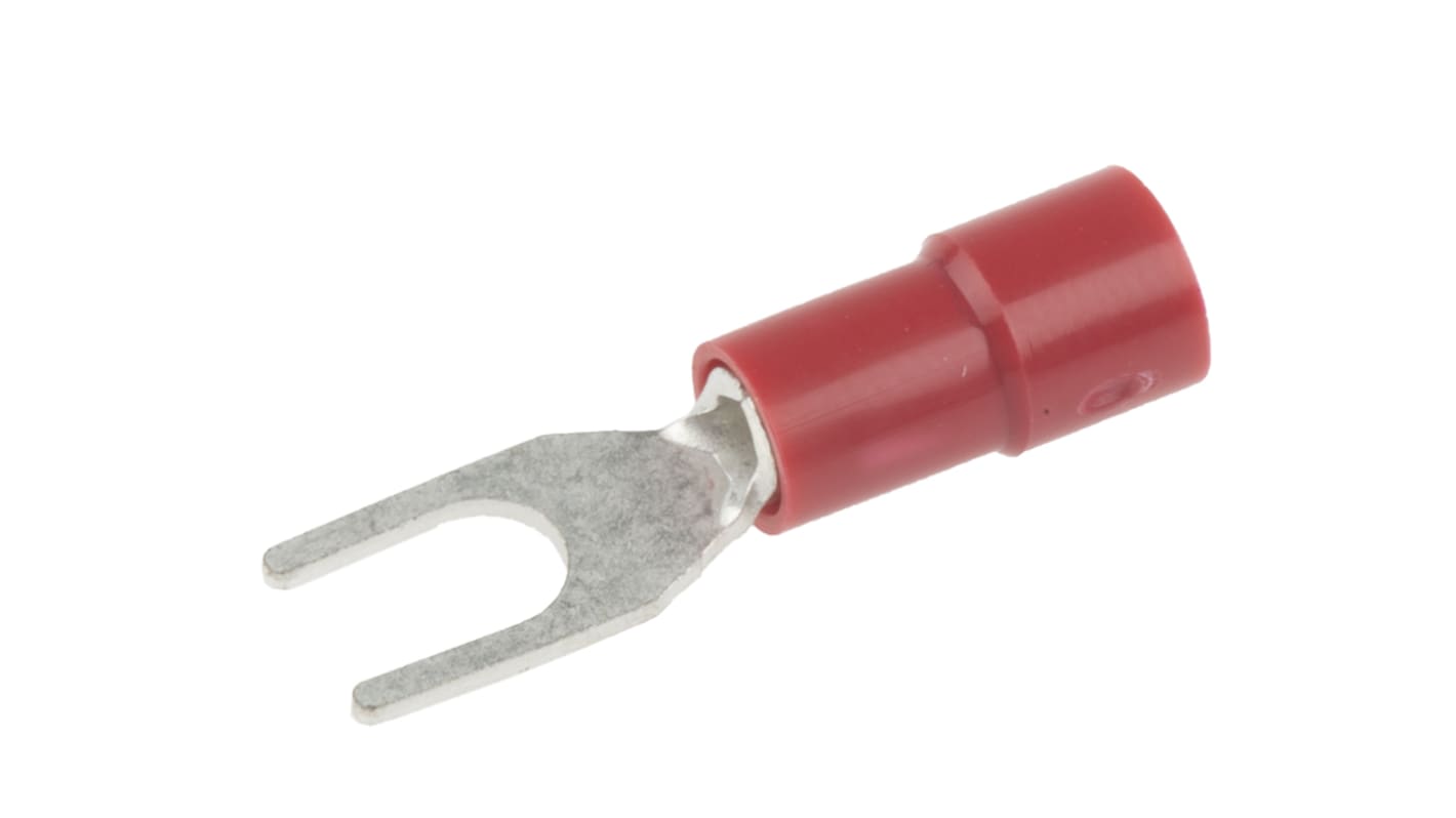 Capocorda a forcella a crimpare RS PRO, perno 3.7mm, 0.5mm² - 1.5mm², Rosso