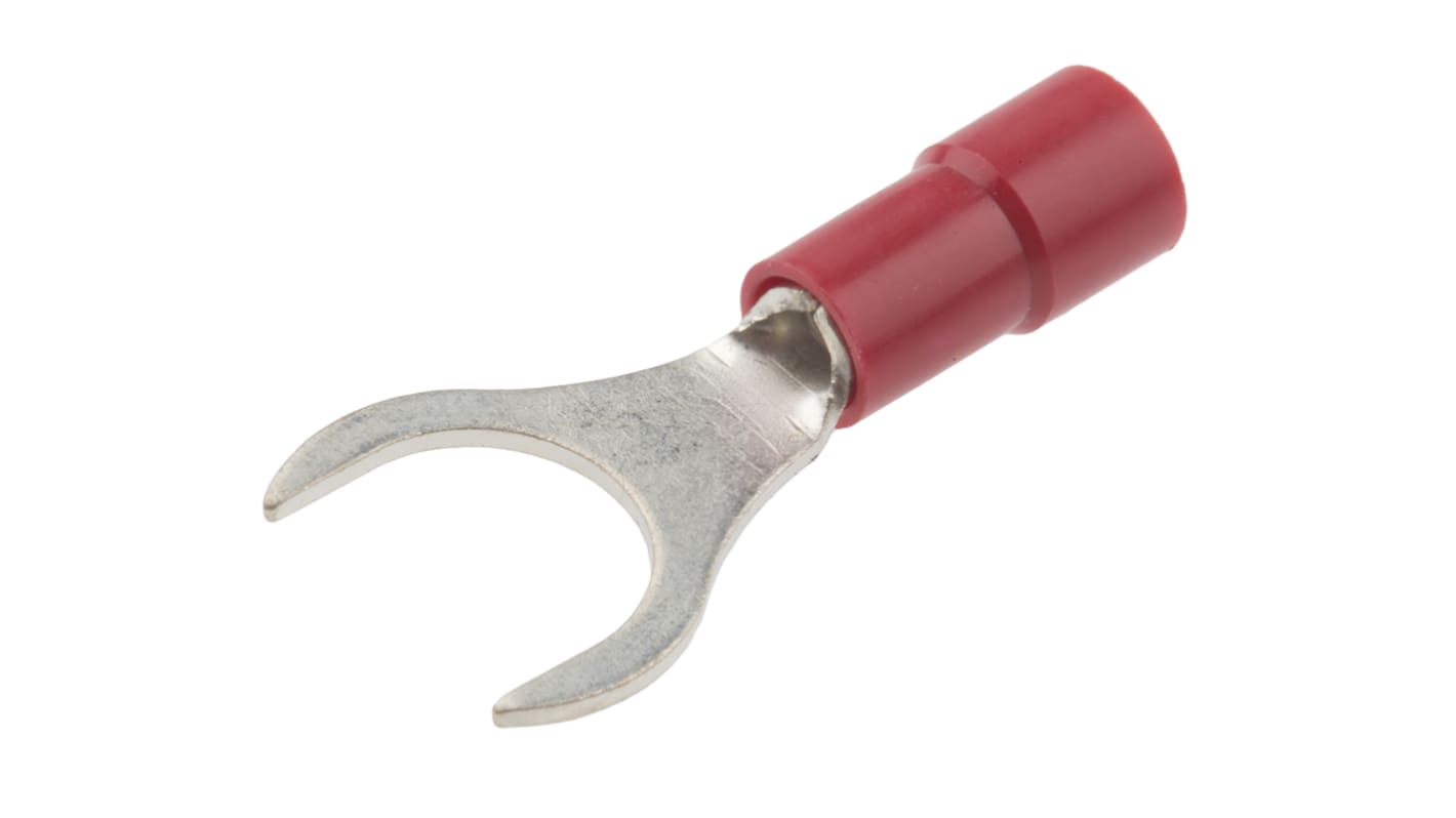 RS PRO Insulated Crimp Spade Connector, 0.5mm² to 1.5mm², 22AWG to 16AWG, M8 Stud Size Vinyl, Red