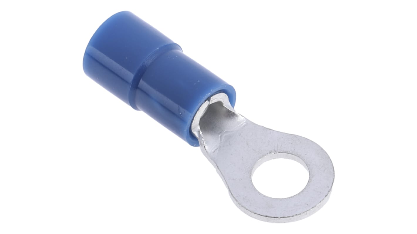 RS PRO, RS PRO Insulated Ring Terminal, M6 Stud Size, 1.5mm² to 2.5mm²  Wire Size, Blue, 534-569