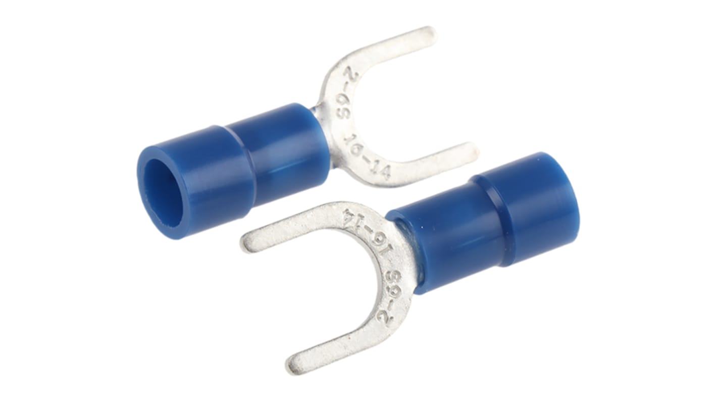 Capocorda a forcella a crimpare RS PRO, perno M6, 1.5mm² - 2.5mm², Blu