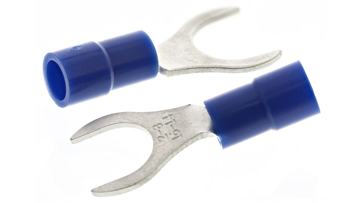 RS PRO krimpelhető késes csatlakozó Szigetelt, M8, Kék 14AWG 2.5mm² 16AWG 1.5mm²