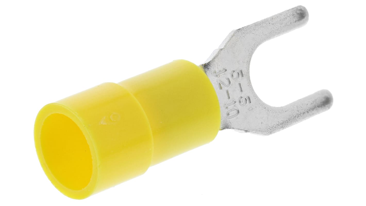 RS PRO Insulated Crimp Spade Connector, 4mm² to 6mm², 12AWG to 10AWG, M5 Stud Size Vinyl, Yellow