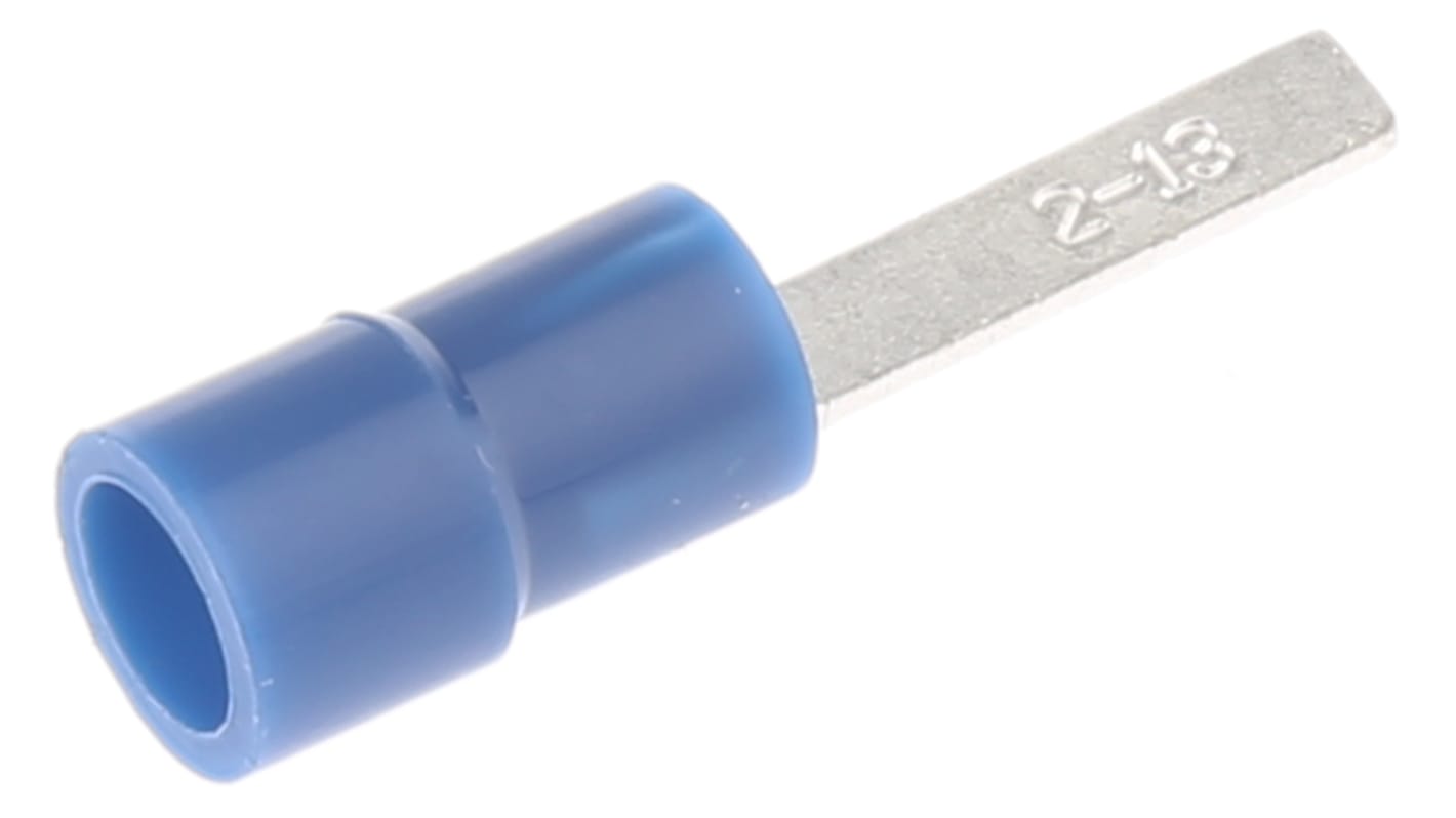 RS PRO Insulated Crimp Blade Terminal 13mm Blade Length, 1.5mm² to 2.5mm², 16AWG to 14AWG, Blue