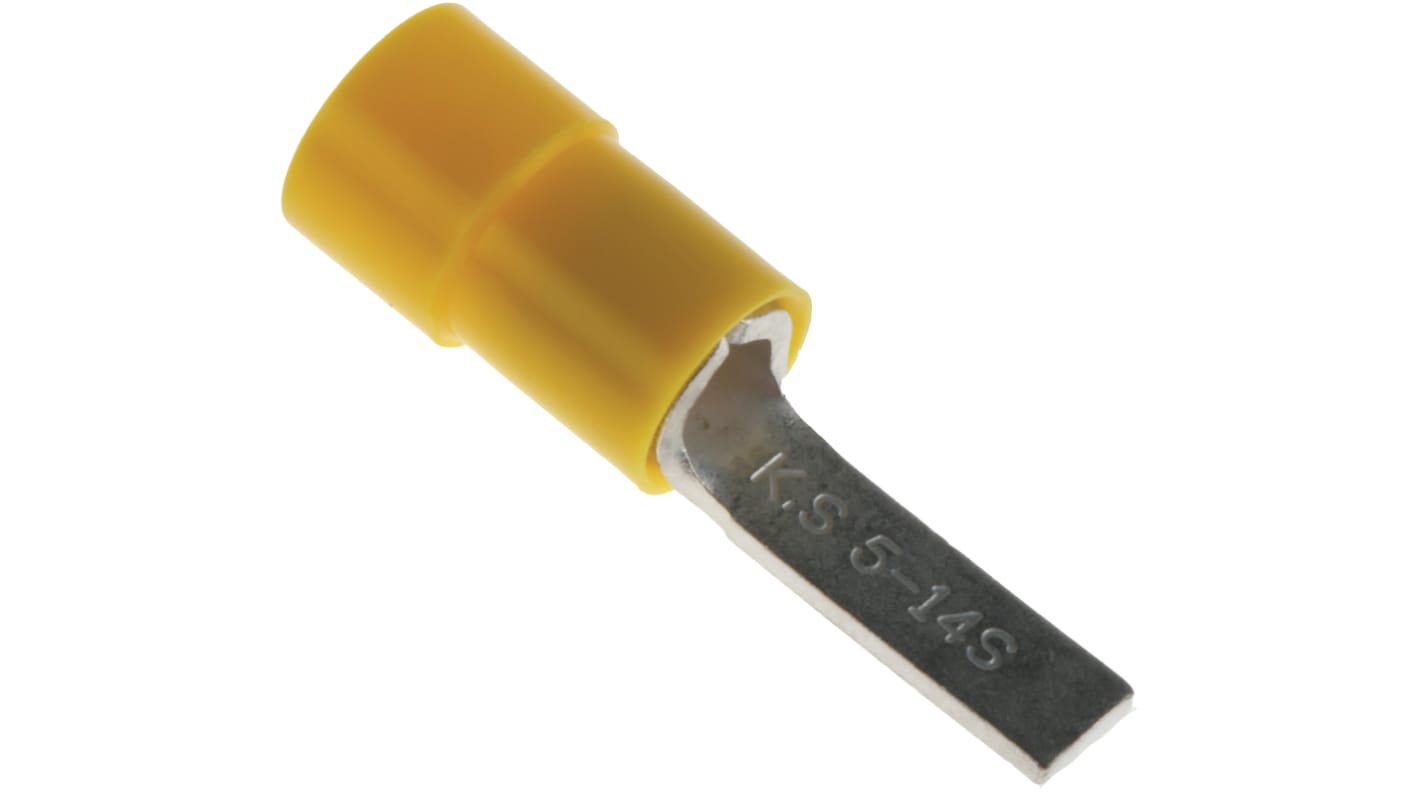 RS PRO Insulated Crimp Blade Terminal 14mm Blade Length, 4mm² to 6mm², 12AWG to 10AWG, Yellow