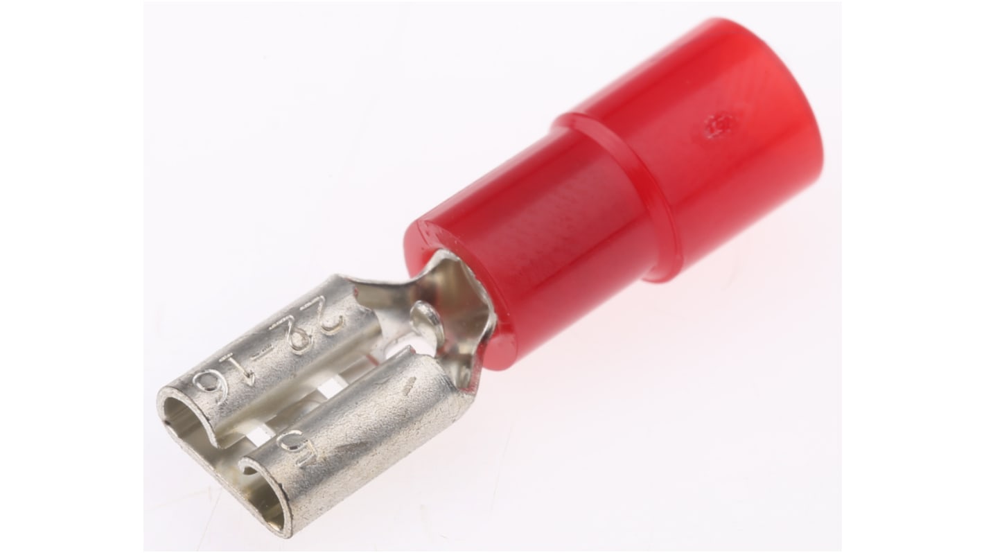 RS PRO Flachsteckhülse, Rot, Isoliert, 4.75 x 0.5mm, Buchse, 0.5mm² - 1.5mm², 22AWG min