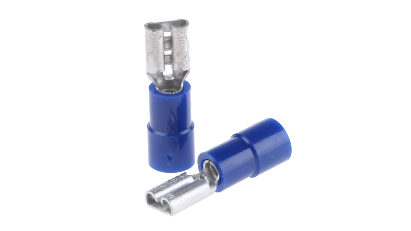 RS PRO Blue Insulated Female Spade Connector, Receptacle, 4.75 x 0.5mm Tab Size, 1.5mm² to 2.5mm²