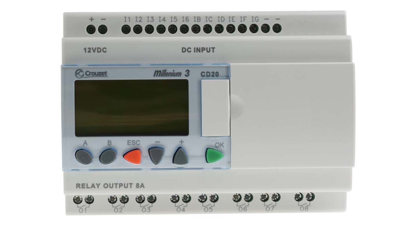 Crouzet Millenium 3 Series Logic Module, 12 V dc Supply, Relay Output, 12-Input, Analogue, Digital Input