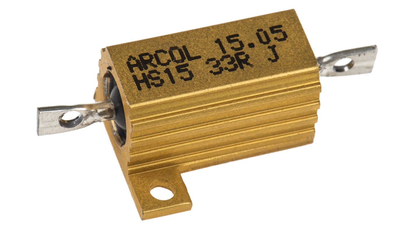 Resistencia de montaje en panel Arcol, 33Ω ±5% 15W, Con carcasa de aluminio, Axial, Bobinado