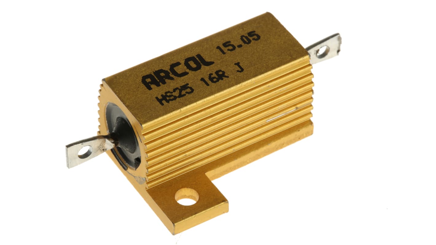 Arcol シャーシ取り付け抵抗器,25W,16Ω,±5%