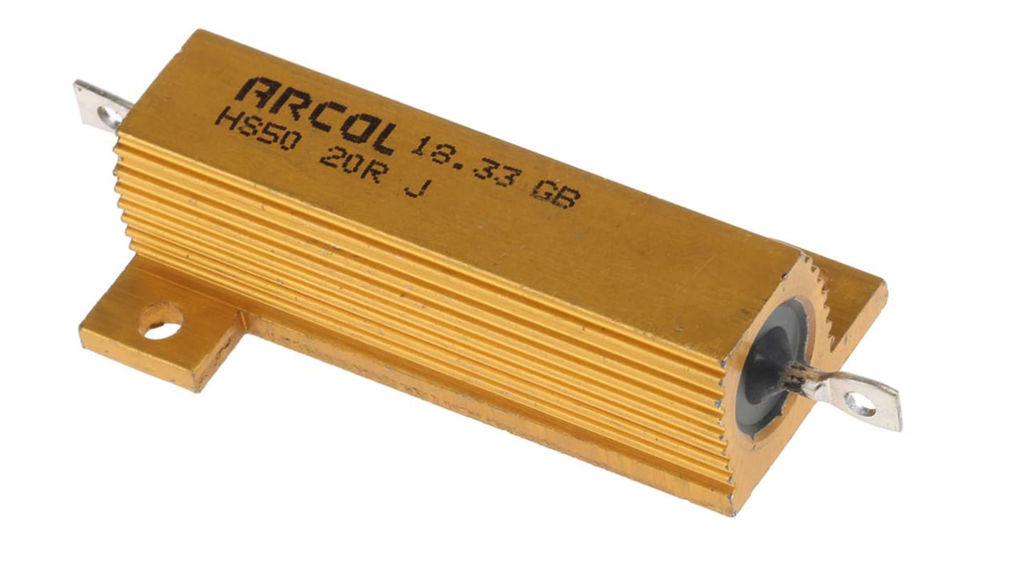 Arcol HS50 Wickel Lastwiderstand 20Ω ±5% / 50W, Alu Gehäuse Axialanschluss