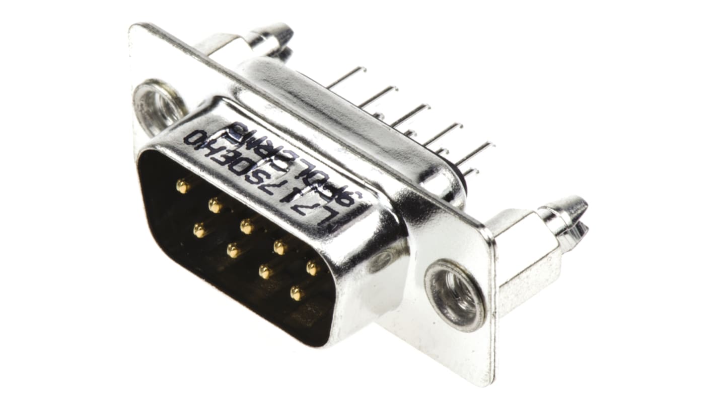 Amphenol ICC L717SD 9 Way Panel Mount D-sub Connector Plug, 2.74mm Pitch, with 4-40 UNC, Threaded Insert