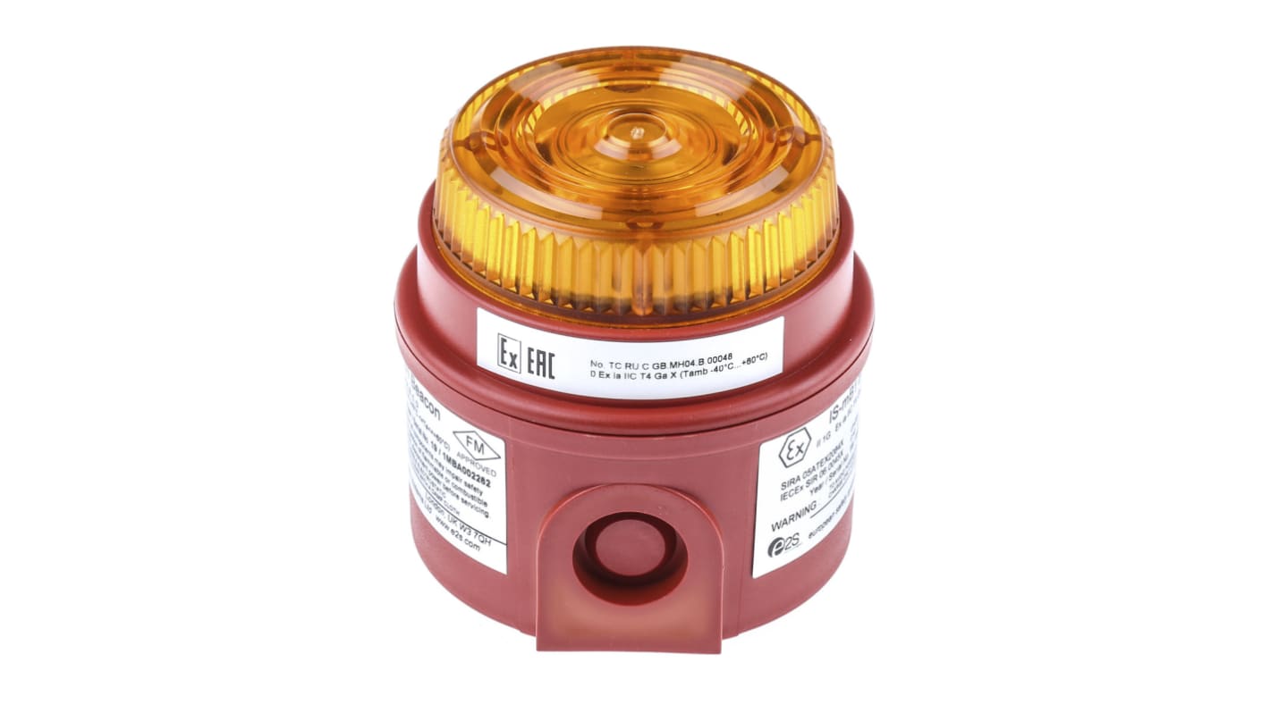 Balise clignotante à LED Ambre e2s série IS-mB1, 24 V c.c., ATEX