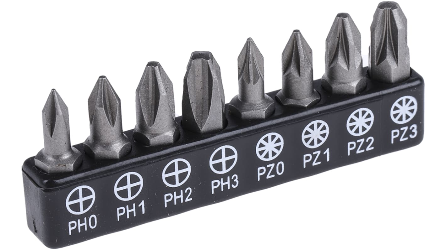 RS PRO Driver Bit Set 8 Pieces, Phillips, Pozidriv RS