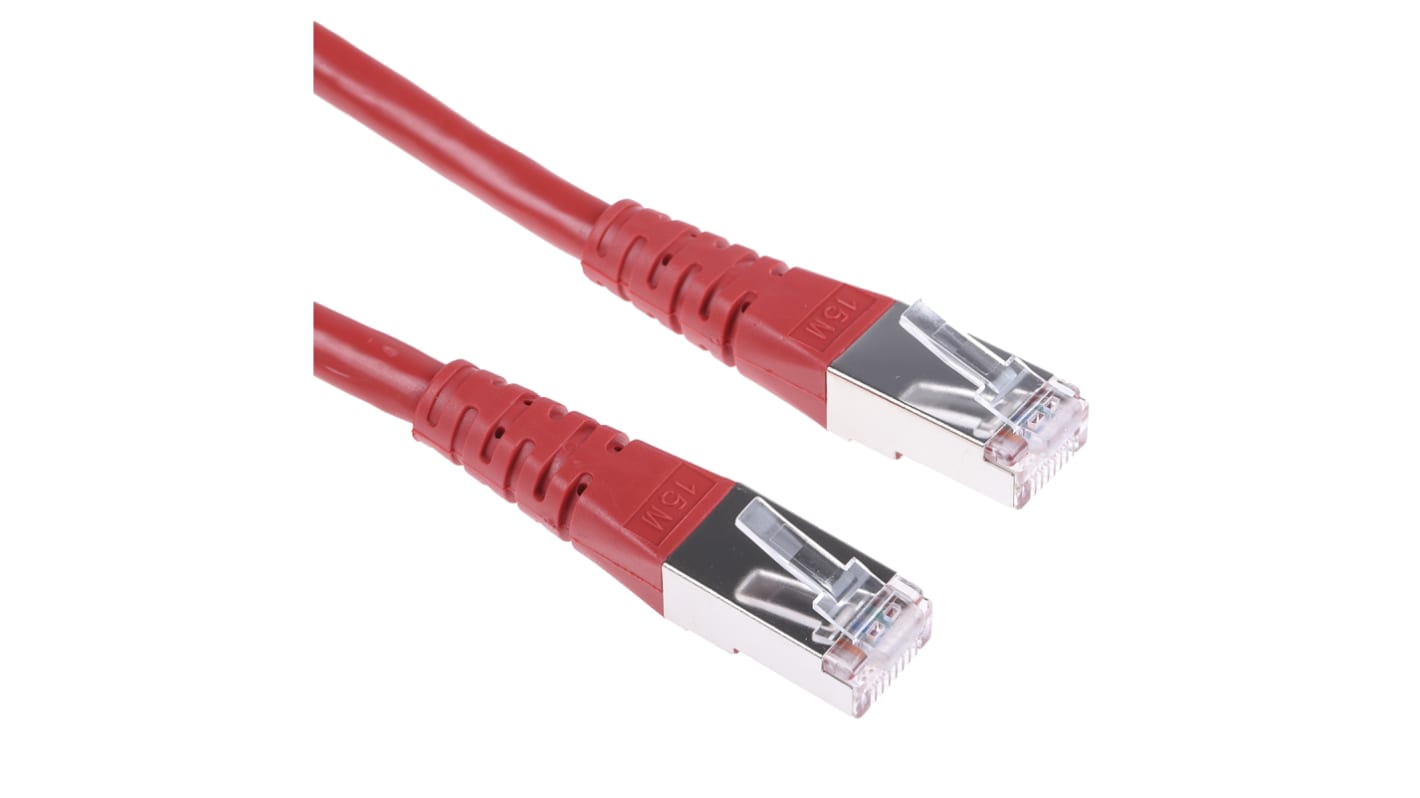 Roline Cat6 Male RJ45 to Male RJ45 Ethernet Cable, S/FTP, Red PVC Sheath, 15m