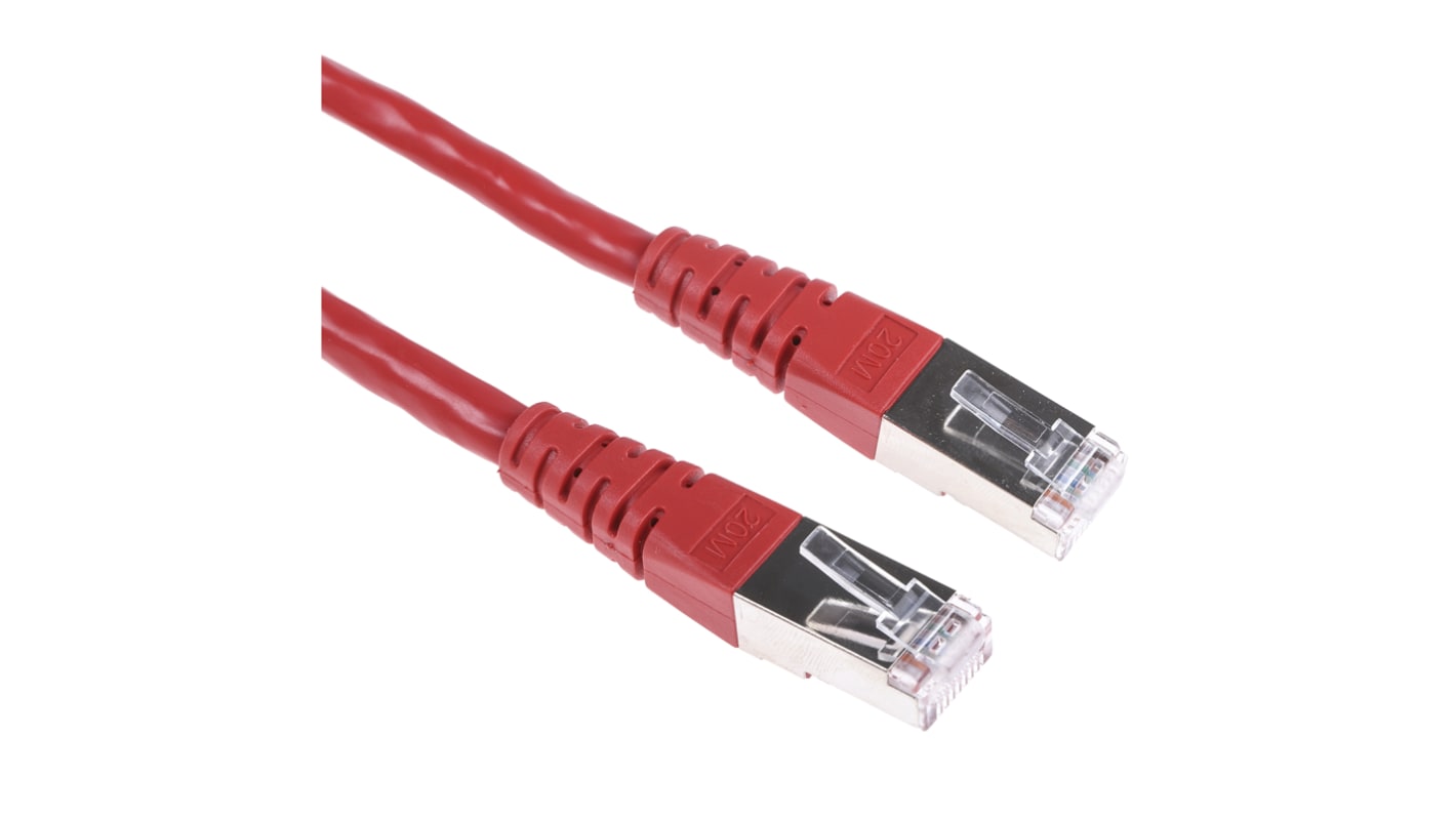 Roline Cat6 Male RJ45 to Male RJ45 Ethernet Cable, S/FTP, Red PVC Sheath, 20m