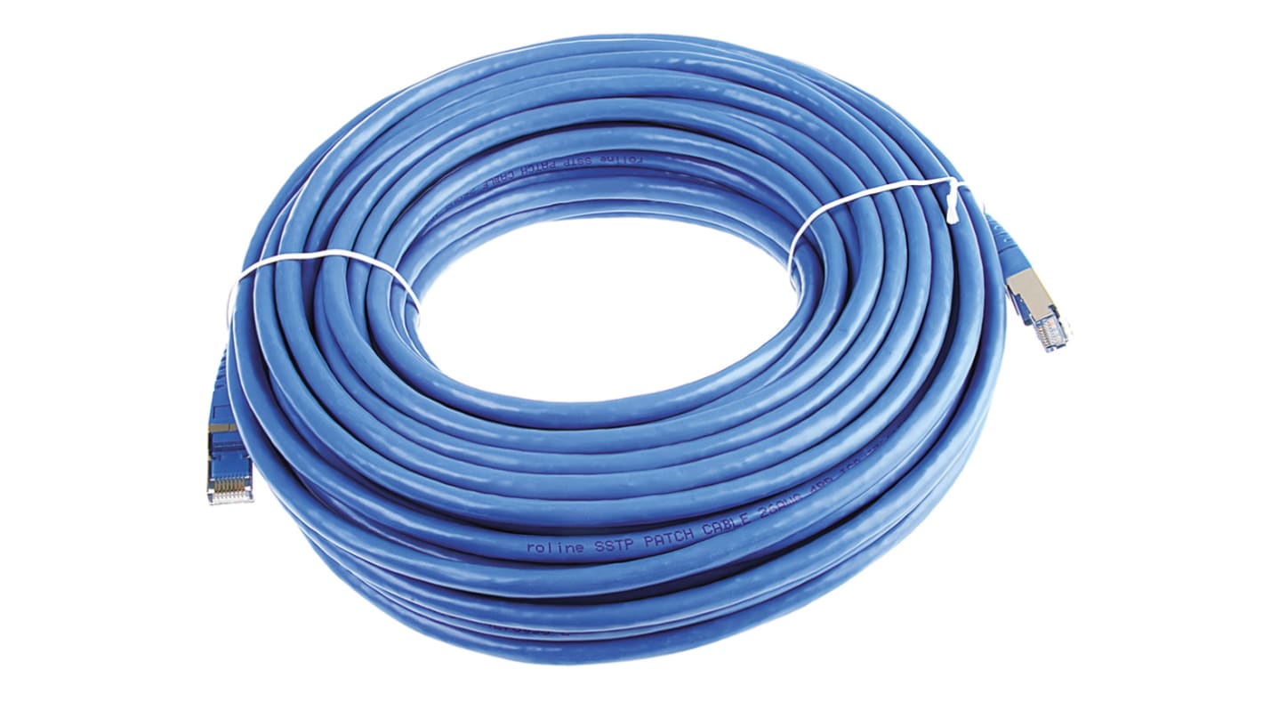 Roline Cat6 Male RJ45 to Male RJ45 Ethernet Cable, S/FTP, Blue PVC Sheath, 20m