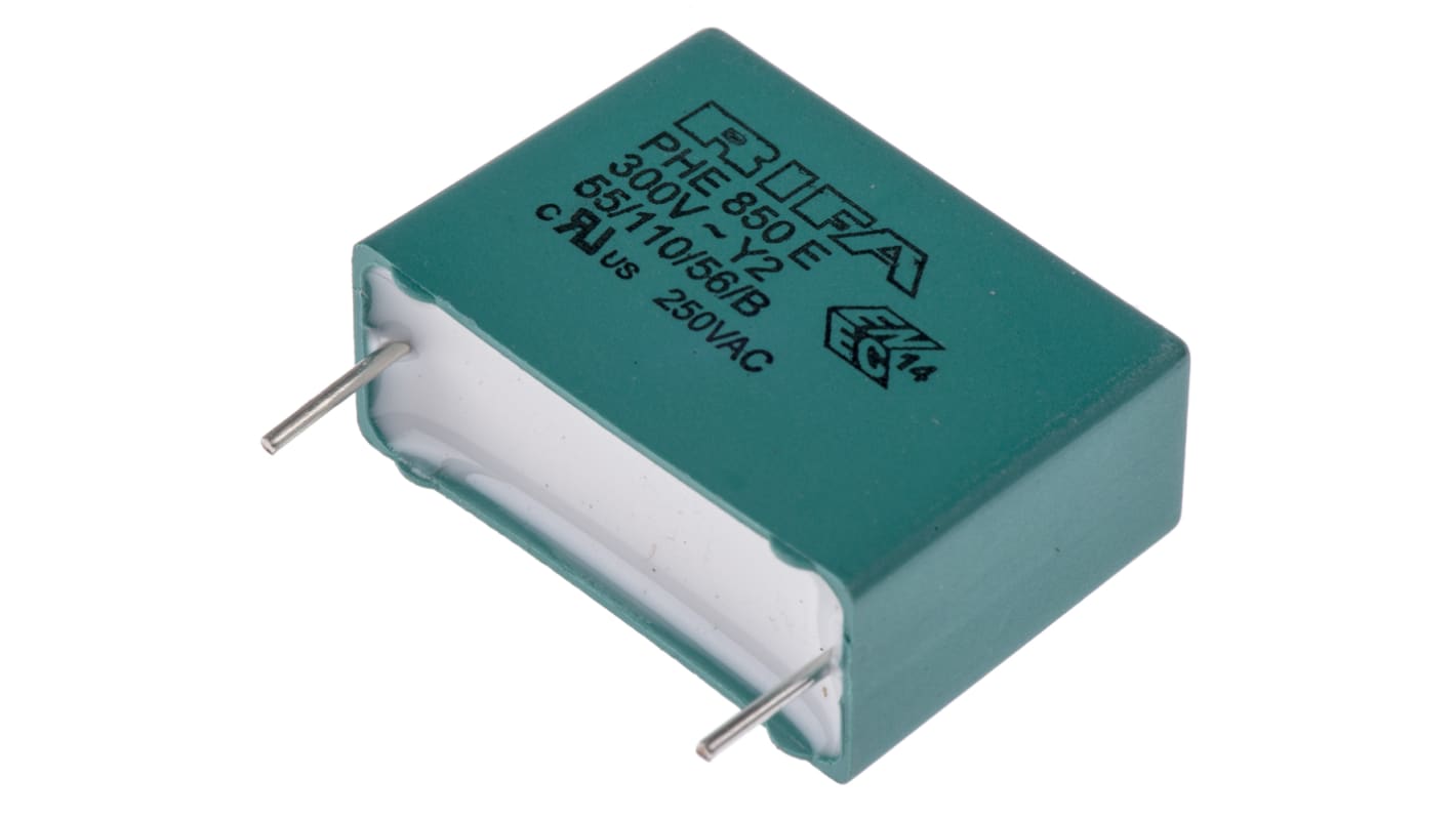 KEMET PHE850 Metallised Polypropylene Film Capacitor, 1.25 kV dc, 300 V ac, ±20%, 100nF, Through Hole