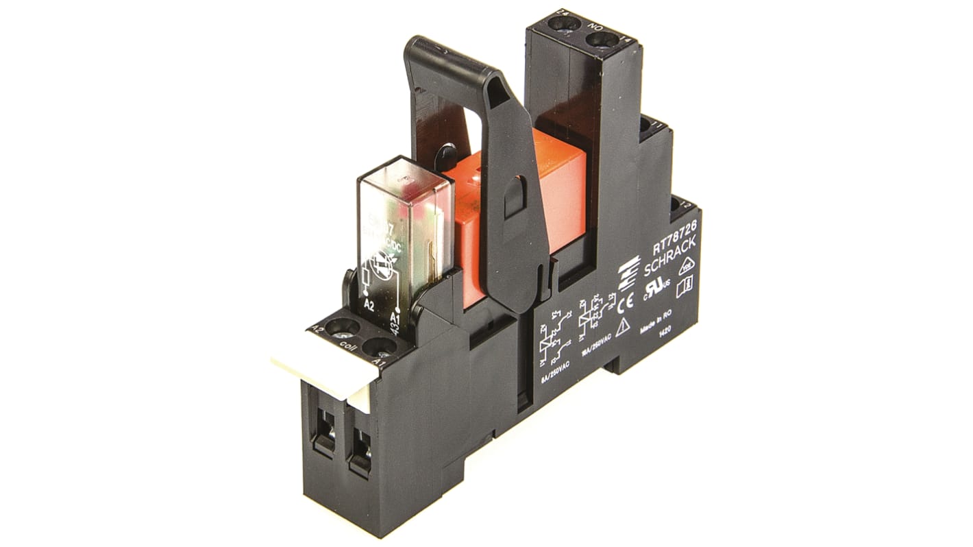 Relé modular TE Connectivity RT, DPDT, 24V ac, para carril DIN