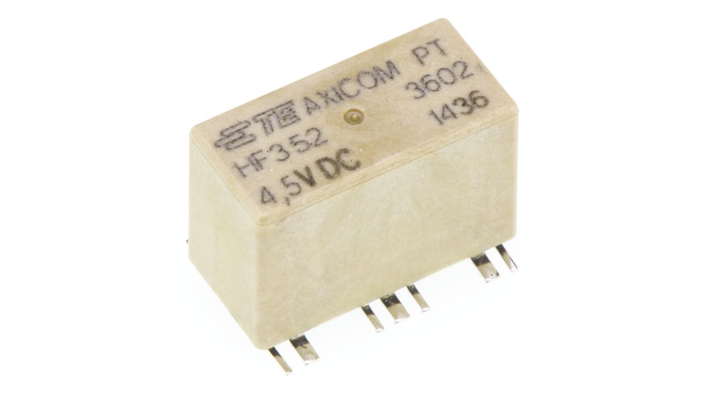 RF-relé SPDT, Nyomtatott áramkörre szerelhető, 3GHz, 4.5V dc