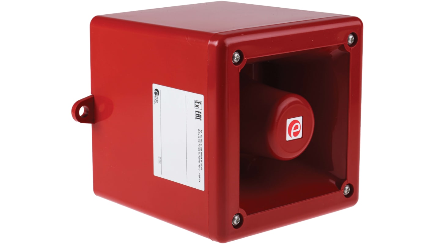 Avertisseur sonore Rouge e2s série IS-A105N, 16 → 28 V c.c., 105dB IP66 ATEX