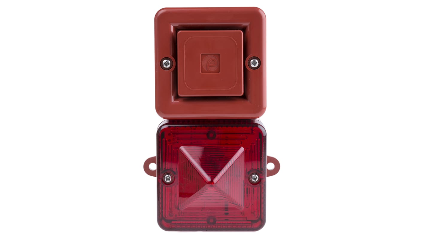 e2s SONFL1X-HO Series Red Sounder Beacon, 24 V dc, IP66, Surface Mount, 100dB at 1 Metre