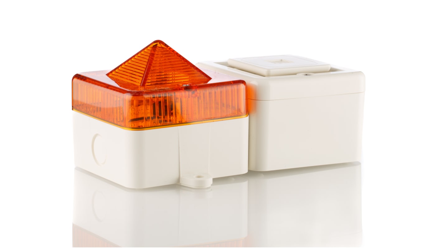 e2s SONFL1X-HO Series Amber Sounder Beacon, 24 V dc, IP66, Surface Mount, 100dB at 1 Metre
