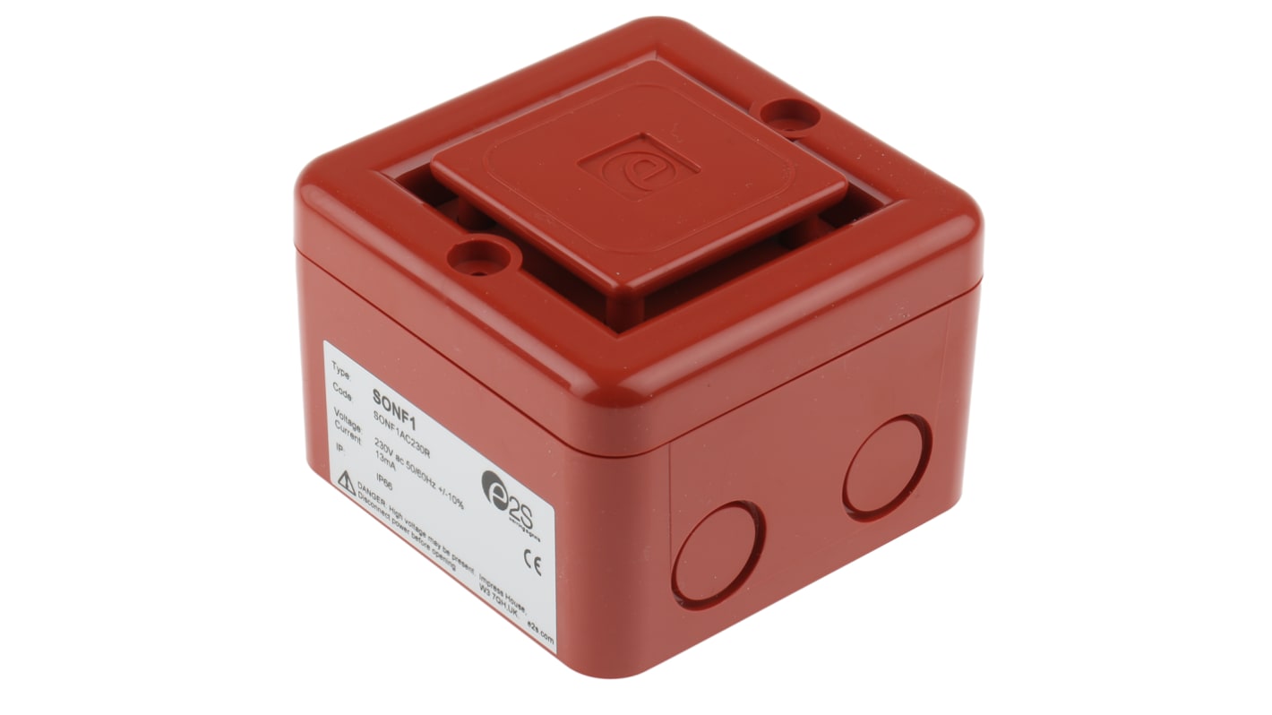 Avertisseur sonore Rouge e2s série SONF1, 230 V c.a. IP66