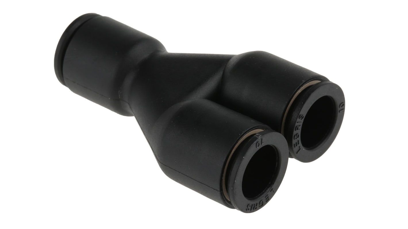 Legris LF3000 Series Y Tube-to-Tube Adaptor, Push In 10 mm to Push In 10 mm, Tube-to-Tube Connection Style