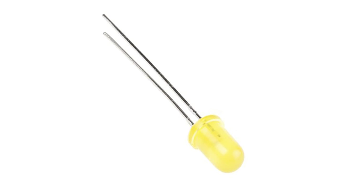 LED Kingbright, Amarillo, 588 nm, Vf= 2,1 V, 30 °, mont. pasante, encapsulado 5 mm (T-1 3/4)