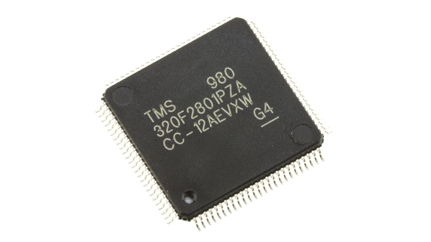 TMS320F2801PZA Texas Instruments, 32bit DSP 100MHz 32 kB Flash 100-Pin LQFP