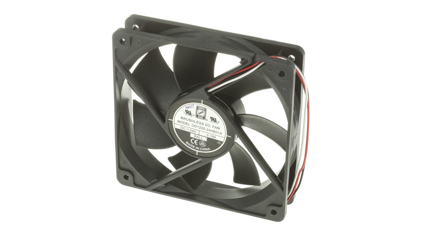 Ventilateur axial RS PRO 24 V dc, 151.2m³/h, 120 x 120 x 25mm, 5W