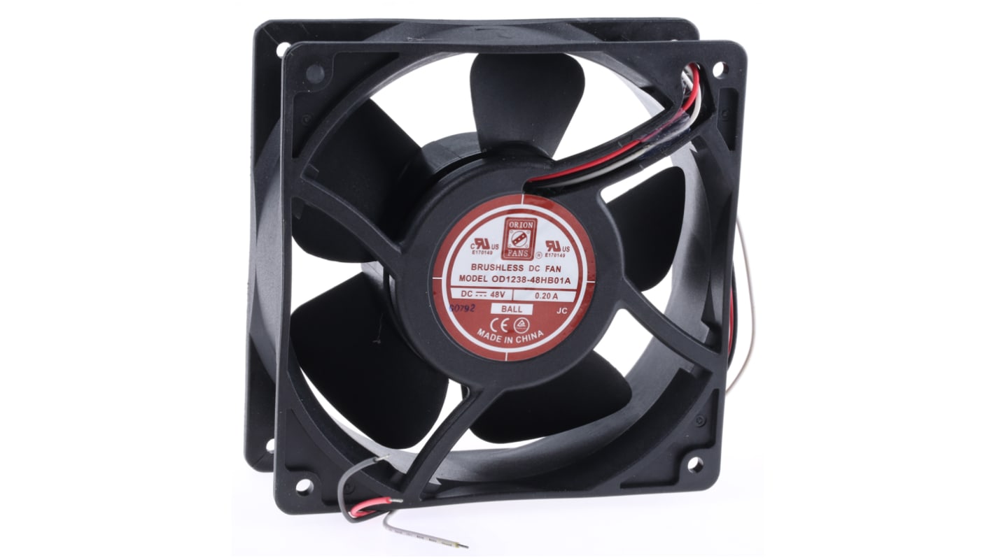 Ventilateur axial RS PRO 48 V dc, 178.4m³/h, 120 x 120 x 38mm, 9.6W