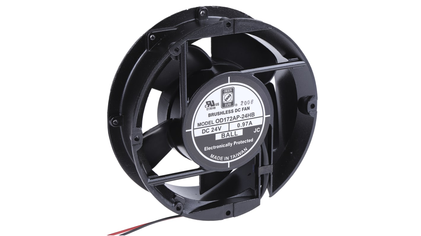RS PRO Axial Fan, 24 V dc, DC Operation, 399.3m³/h, 23W, 970mA Max, 172 x 51mm