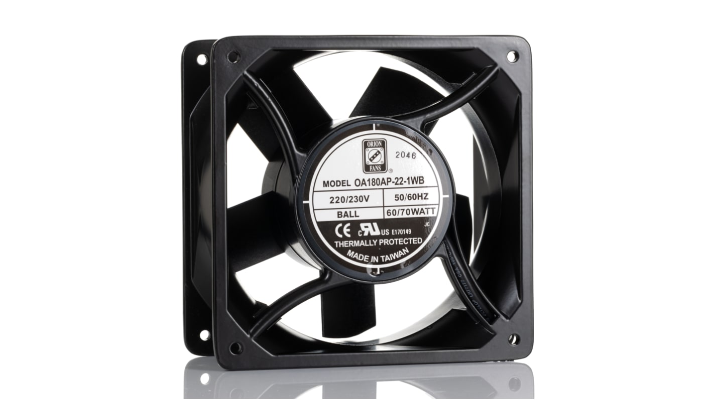 Ventilador Axial RS PRO de 176 x 176 x 89mm, 230 V ac, 62W, 3200rpm, caudal 713.6m³/h, 62dB